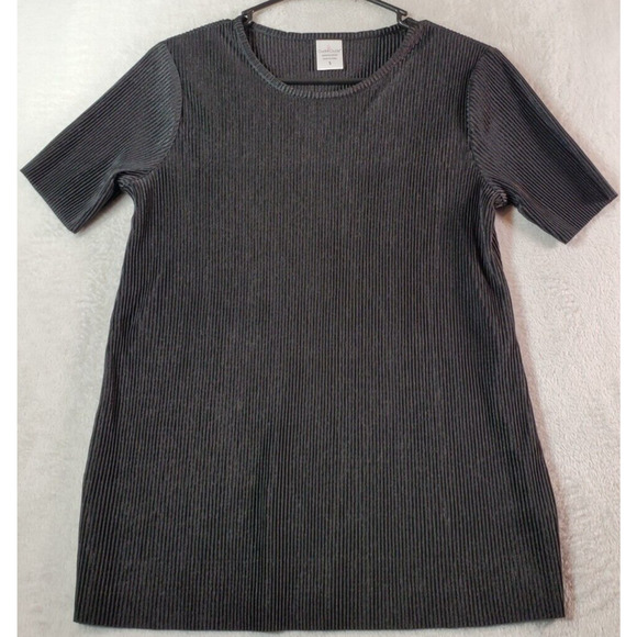 Cuddl Duds Blouse‎ Top Womens Small Black 100% Polyester Short Sleeve Round Neck - Picture 1 of 6